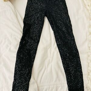 Anthropologie Black Sequin Skinny Pants